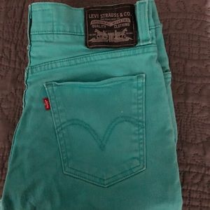 Levi’s super skinny teal jeans